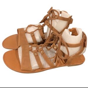 Childrens Place Girls Easy On Gladiator Sandals W/Tassels In Camel